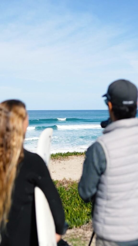 Santa Vevere during a bespoke private surf coaching session with elite coach Filipe Anjos at a world-class peak in Peniche.